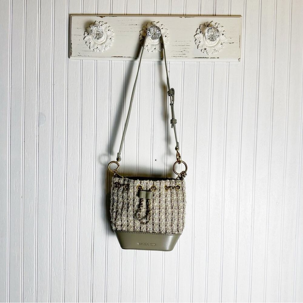 Charles & Keith Gray Dancer Tweed Drawstring Bucket Bag - Picture 2 of 6